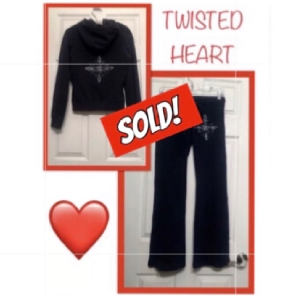 TWISTED HEART TRACKSUIT LOUNGE SET HOODIE PANT NEW